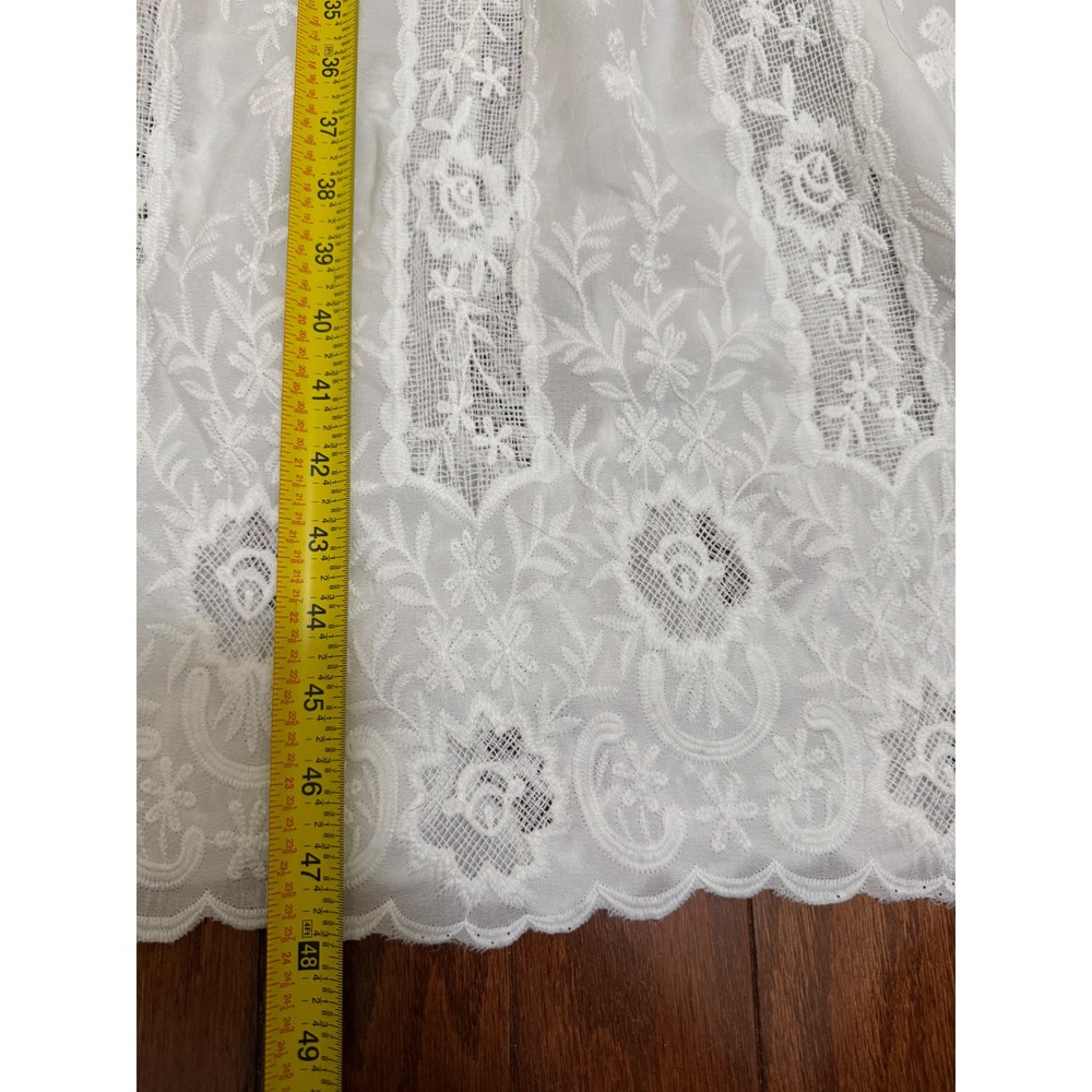 CICI White Floral Lace V-Neck Midi Dress Long Sleeve Bishop Scalloped Hem Size M - Picture 6 of 8